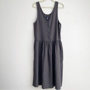 Vintage Gap houndstooth prarie dress preppy academia button front midi western